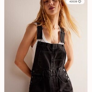 Free People Ziggy Shortalls- Black